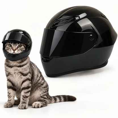 Casco de moto para gatos con visor