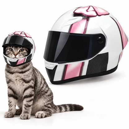 Casco de moto para gatos con visor