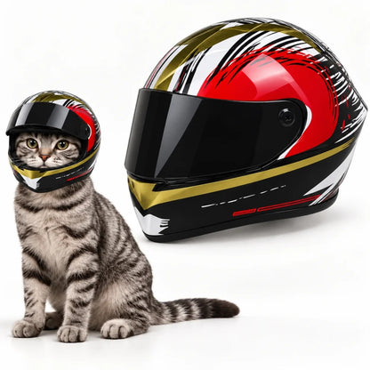Casco de moto para gatos con visor